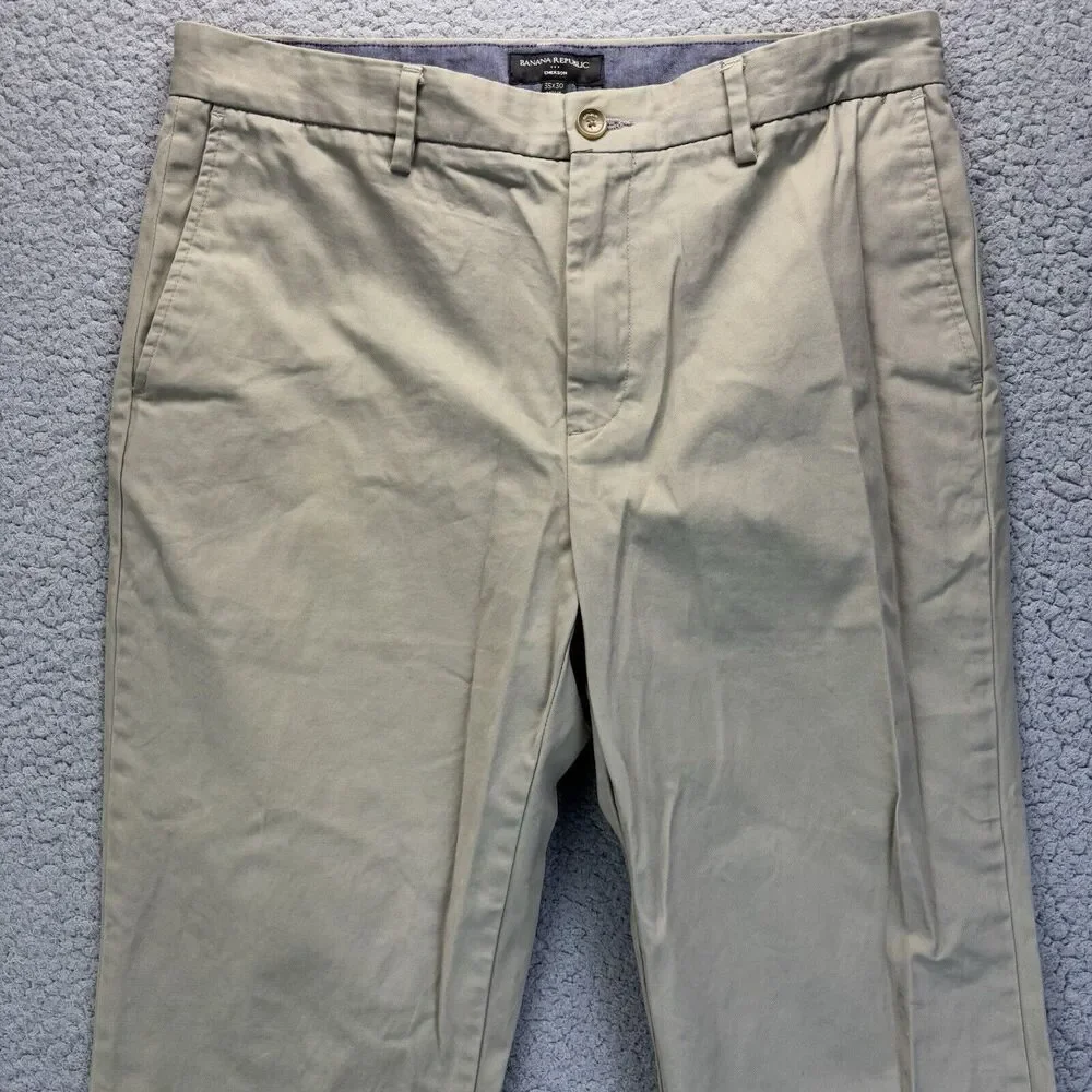 Banana Republic Emerson Chino Cotton‎ Pants 35X30 (36x29 Actual) Khaki Slacks